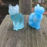 Mosser Glass Cats - Aqua Opal and Blue Slag