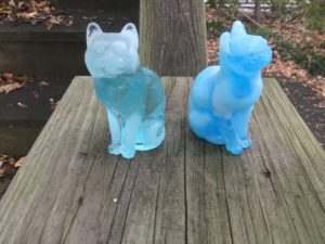 Mosser Glass Cats - Aqua Opal and Blue Slag