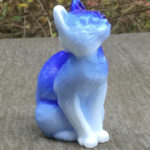 Cobalt and Milk Glass sitting cat by Mosser Glass