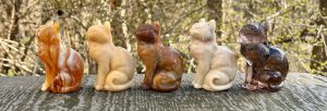 Brown and beige Mosser glass cats