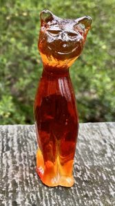 Kanawha smiling glass cat - persimmon